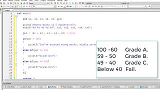 Student Grade Calculation using else if clause C Program [upl. by Birk]