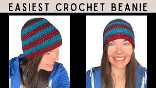 Easy Crochet Beanie with Stripes [upl. by Hun464]