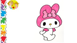 How to draw my melody💓💞  Sanrio  cute easy melody drawing tutorials  easy melody drawing [upl. by Dahc]