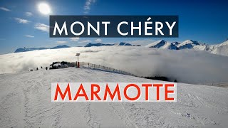 Skiing above the clouds  Stunning views on the Marmotte Red  Mont Chéry Les Gets France [upl. by Coryden]