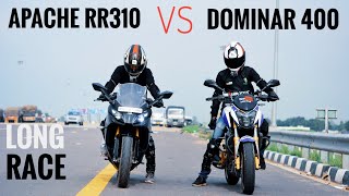 Apache RR310 VS Dominar 400  LONG RACE [upl. by Grega]