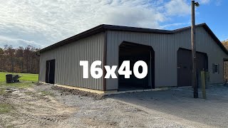 16x40 pole barn addition Framed with Mono Trusses [upl. by Romona]