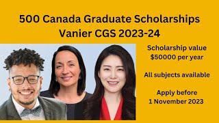 500 Scholarships in Canada open  Vanier CGS scholarships [upl. by Pattin691]