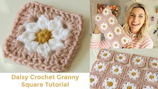 Daisy Granny Square Crochet Tutorial [upl. by Seroled]