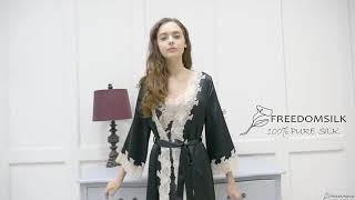 Long Silk Nightgown And Robe Set With Lace Decoration [upl. by Elades]