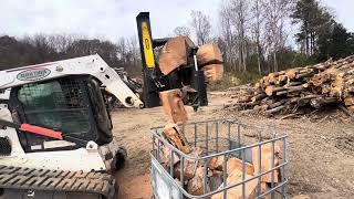 🌲🪵Roy and Ridge using the Halverson HWP 150 Firewwod Processor on Bobcat T750 [upl. by Zilvia970]