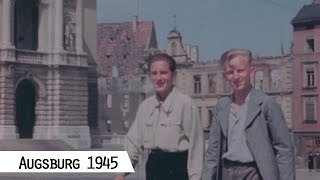 Augsburg in 1945  American troops in the city center in color and HD [upl. by Anertal560]