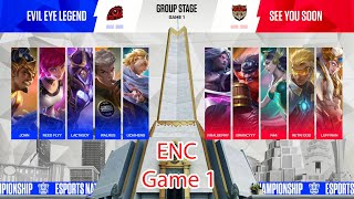 SEE YOU SOON vs EVIL EYE LEGEND ENC Game 1 Group Stage D2  Mobile Legends ‪ mplkh m6 mlbb [upl. by Gnil]