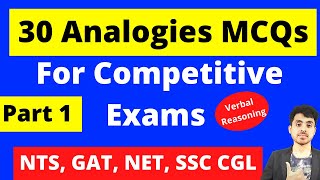 Analogies MCQs  Verbal Reasoning Analogies Tricks For NTS and All Competitive Exams Part 1 [upl. by Botsford182]