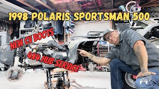 1998 Polaris Sportsman 500  CV Boot Replacement and 4x4 Hub Service  How To and DIY [upl. by Breger]