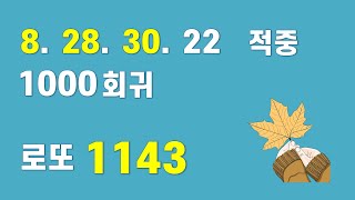 로또 1143회 보디가드  지난주 8 28 30  22  적중 이번 주 여기서 대박 가자 [upl. by Illyes209]