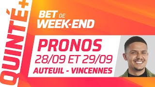 PRONOSTICS QUINTÉ DU 28 ET 29 SEPTEMBRE 2024  Bet de WeekEnd [upl. by Osswald65]