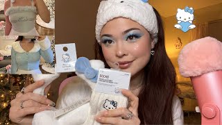 ASMR Forever 21 X Hello Kitty Blue Angel Collection TryOn Haul 🩵🪽 [upl. by Ardnuasak]