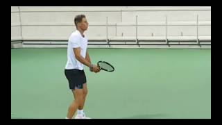 Rafa Testing New Hair and a New HEAD Racquet [upl. by Anidnamra]