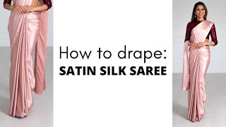 SAREE HACKS How to Drape Satin Silk Saree  How to Wear Saree for Beginners  Tia Bhuva [upl. by Eiramanitsirhc]