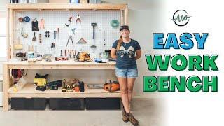 How To Build A Workbench For Your Garage  Easy 2x4 DIY [upl. by Eecats]