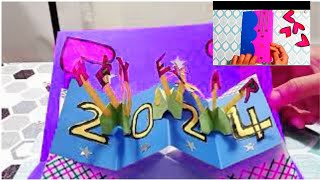 3D two patterns pop up card  How to make new year card [upl. by Oglesby935]