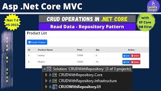 Creating a NET Core Web Application with Repository Pattern for CRUD Operations  EF Core DB First [upl. by Maye258]