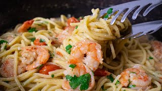 The BEST Shrimp Pasta  10 Minutes Recipe [upl. by Ainoval]