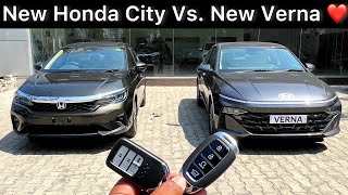 Honda City ❤️ Vs New Verna 🚀  Hot Sedan Comparison of 2023 👌 [upl. by Schlenger]