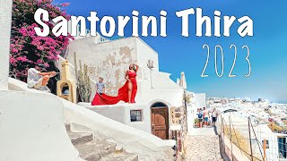 Santorini Thira Fira walking tour 4k Greece 2023 [upl. by Walburga567]