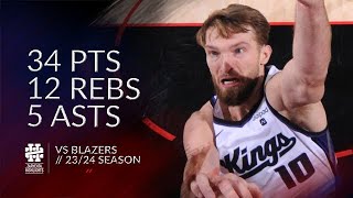 Domantas Sabonis 34 pts 12 rebs 5 asts vs Blazers 2324 season [upl. by Renckens]