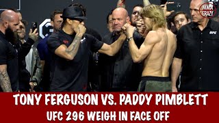 UFC 296 Tony Ferguson vs Paddy Pimblett Weigh in Face Off [upl. by Ecirtaemed]