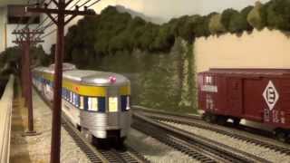 Erie Lackawanna O Scale HiRail Layout  Pair of MTH RS3s lashed up freight [upl. by Aynav]