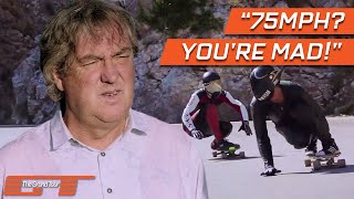 James May Races His Kia Stinger Against Professional Longboarders  The Grand Tour [upl. by Groeg582]