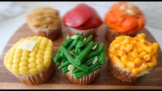 Realistic Thanksgiving Sides Cupcakes  Mac amp Cheese Green Beans Corn on the Cob [upl. by Therron]