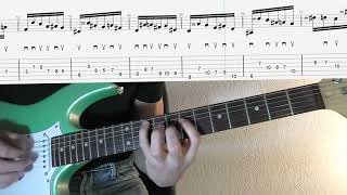 JS Bach Violin sonata No1 in G minor Presto electric guitar free tab on screen hybrid picking [upl. by Ashbey267]