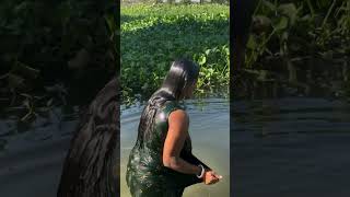 গ্রামের ভাবীর পুকুরে গোসল  Bangla Girl Bathing 2024  Bengali Gosol Video  BathingShortsReels [upl. by Ecadnak]