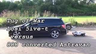 Rc model car Losi 5t pulls 888 vauxhall Astra vanTug of war [upl. by Antonie628]