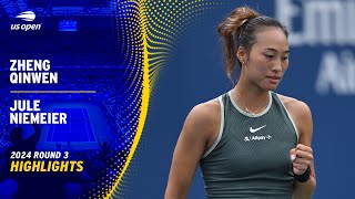 Zheng Qinwen vs Jule Niemeier Highlights  2024 US Open Round 3 [upl. by Sosanna]