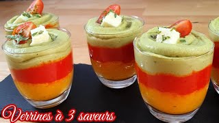 Verrines salées à 3 saveurs  apéro dinatoire  مقبلات سهلة التحضير [upl. by Haimrej]