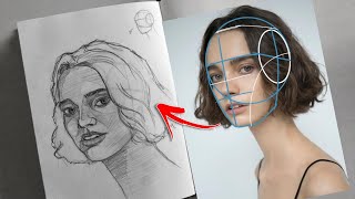 how to draw portrait Loomis method face drawing tutorial step by step facedrawing [upl. by Hardi]