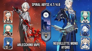 NEW Spiral Abyss 48  C0 Arlecchino Vaporize amp C0 Neuvillette Furina  Genshin Impact [upl. by Bealle]