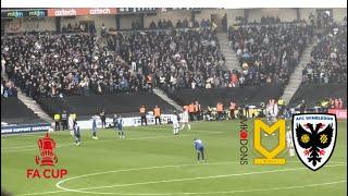 MK DONS LOSE RED CARD 10 MEN AWAY SCENES amp LIMBS 😭💔 [upl. by Soalokcin22]