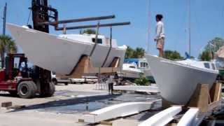 BoatSmith Delivers and Assembles Dexs Ariki Hulls and Beams [upl. by Neevan479]