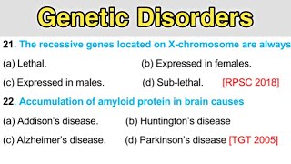 Genetics MCQ  Human Genetic Disorders  Genetic Diseases [upl. by Bathsheba]