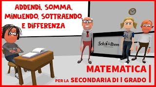 Addendi somma minuendo sottraendo differenza  Algebra  Secondaria di Primo Grado [upl. by Nirrak]