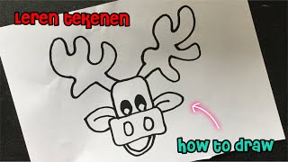 ★ MAKKELIJK een RENDIER TEKENEN ★ Hoe teken je een rendier ★ Tekenen Kerst [upl. by Claiborne]