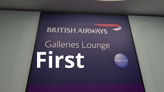 British Airways First Class Galleries lounge Heathrow T3 amp Take off from LHR [upl. by Mays334]