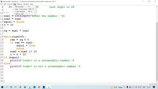 Automorphic Number in Python [upl. by Ringler]