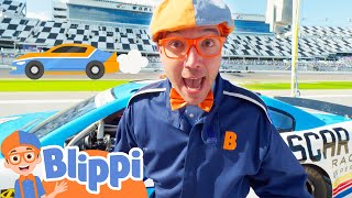 Blippi Becomes a NASCAR Racer Educational Videos for Toddlers [upl. by Ramso]