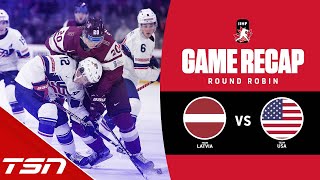 Latvia vs USA  2023 World Juniors Highlights [upl. by Atterual]