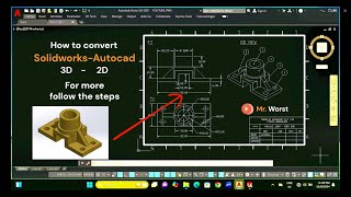 how to convert 3d to 2d  solidworks  Autocad  Solidworks  Part design  3d  2d  Engineering [upl. by Rogerio398]