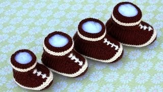 How to Knit Football Baby Booties Part 2 [upl. by Nomal927]