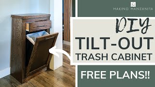 Tilt Out Trash Can Cabinet DIY FREE PLANS [upl. by Acemahs]