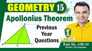 Geometry 15 Apollonius Theorem BPT MPT Previous Year questions by RAJA SIR AIR24 [upl. by Lled297]